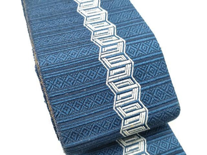平和屋着物●男性　本場筑前博多織　両面　角帯　幾何学間道　正絹　逸品　CABF5580hy