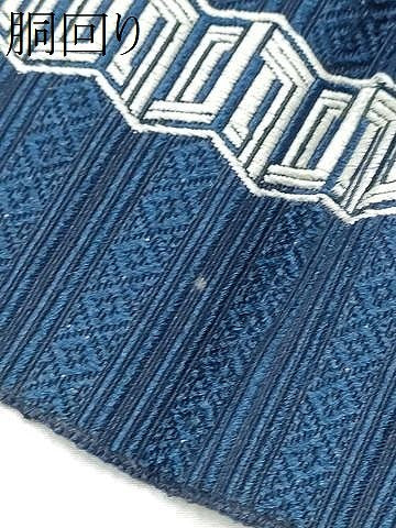 平和屋着物●男性　本場筑前博多織　両面　角帯　幾何学間道　正絹　逸品　CABF5580hy