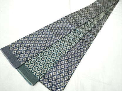 平和屋着物●男性　本場筑前博多織　両面　角帯　立涌菊文　正絹　逸品　CABF5582hy