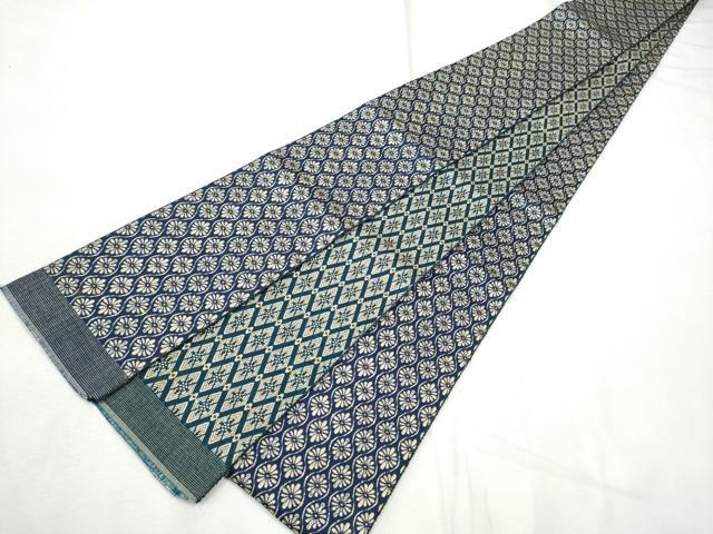 平和屋着物●男性　本場筑前博多織　両面　角帯　立涌菊文　正絹　逸品　CABF5582hy