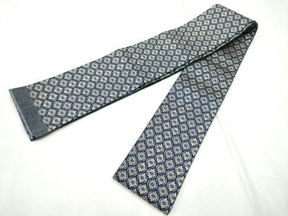 平和屋着物●男性　本場筑前博多織　両面　角帯　立涌菊文　正絹　逸品　CABF5582hy