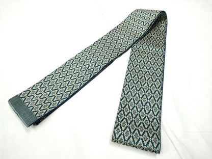 平和屋着物●男性　本場筑前博多織　両面　角帯　立涌菊文　正絹　逸品　CABF5582hy
