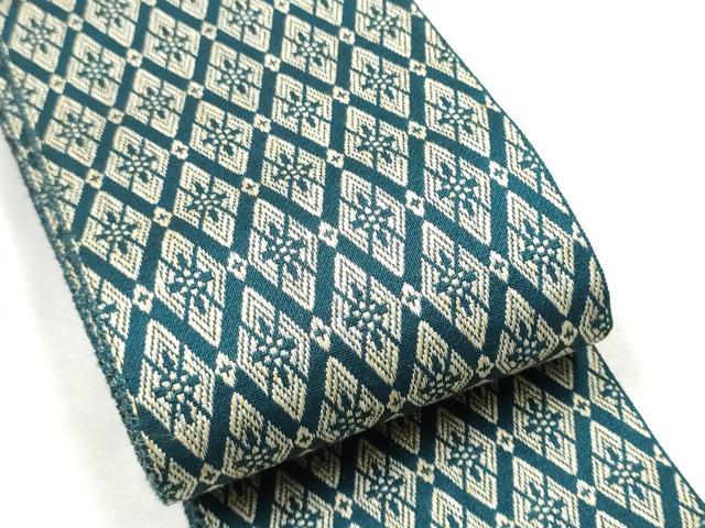 平和屋着物●男性　本場筑前博多織　両面　角帯　立涌菊文　正絹　逸品　CABF5582hy