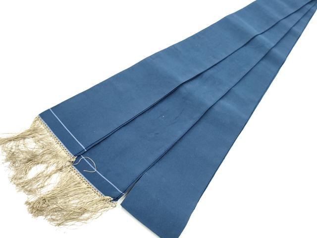 平和屋着物●男性　爪掻き本綴れ　角帯　色無地　紺青色　正絹　逸品　CABF5584hy