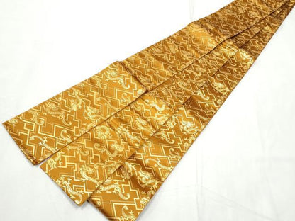 平和屋着物●男性　角帯　龍　金糸　正絹　逸品　CABF5589hy