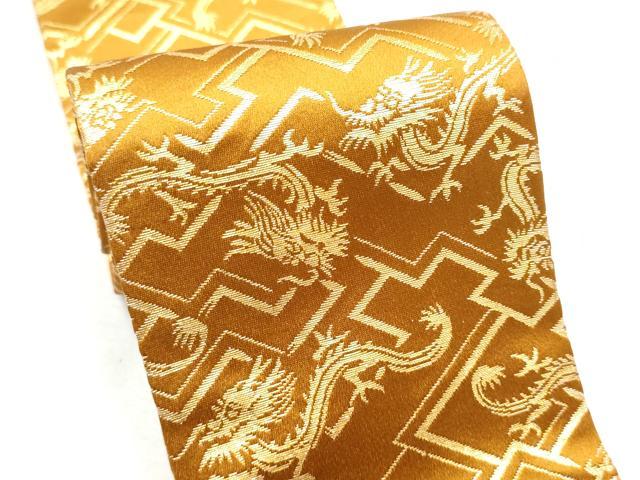 平和屋着物●男性　角帯　龍　金糸　正絹　逸品　CABF5589hy