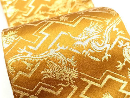 平和屋着物●男性　角帯　龍　金糸　正絹　逸品　CABF5589hy