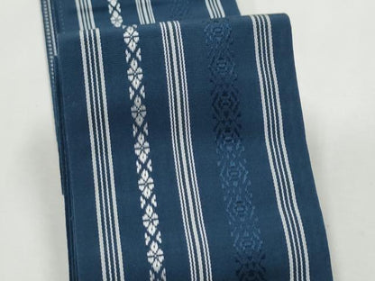 平和屋着物●男性　本場筑前博多織　両面　角帯　間道　正絹　逸品　CABF5595hy
