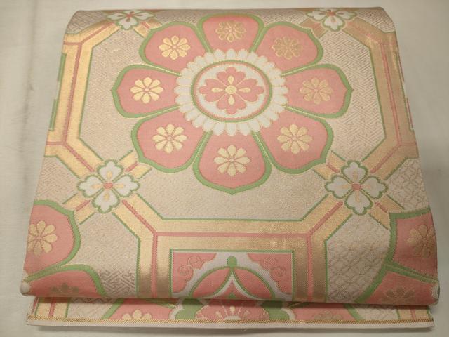 平和屋着物◎全通柄　本袋帯　蜀江花文　金糸　正絹　逸品　CABF5603oy