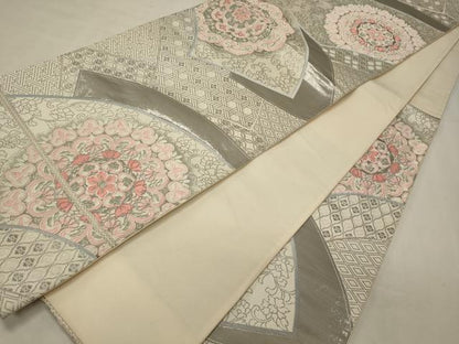 平和屋着物◎六通柄袋帯　唐織　プラチナ箔　正倉院花唐草文　正絹　逸品　CABF5621oy