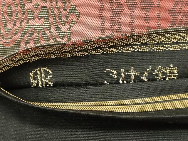 平和屋着物◎西陣　服部織物謹製　六通柄袋帯　こはく錦　壁画文様　金糸　正絹　逸品　CABF5629oy