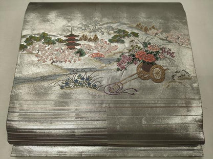 平和屋着物◎六通柄袋帯　唐織　名勝　仁和寺　金銀糸　正絹　逸品　CABF5632oy