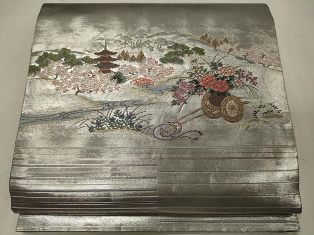 平和屋着物◎六通柄袋帯　唐織　名勝　仁和寺　金銀糸　正絹　逸品　CABF5632oy