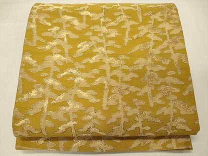平和屋着物◎六通柄袋帯　枝葉文　金糸　正絹　逸品　CABF5639oy