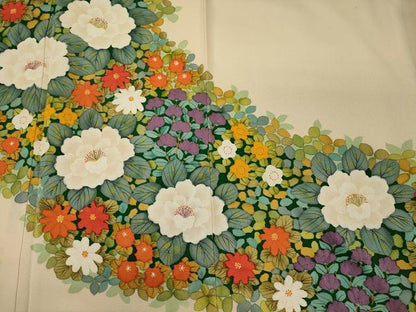 平和屋着物■訪問着　手描き　草花文　正絹　逸品　CABF5703oy