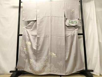 平和屋着物■訪問着　刺繍　舞蝶花文　金彩　反端付き　正絹　逸品　CABF5705oy