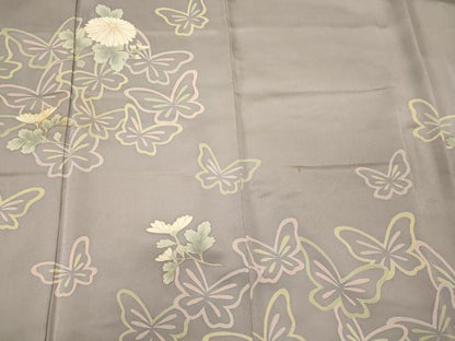 平和屋着物■訪問着　刺繍　舞蝶花文　金彩　反端付き　正絹　逸品　CABF5705oy