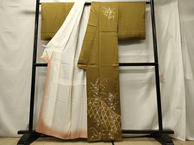 平和屋着物■訪問着　籬草花文　金彩　やまと誂製　正絹　逸品　CABF5706oy
