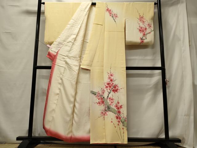 平和屋着物■訪問着　手描き　枝梅文　暈し染め　金彩　正絹　逸品　CABF5709oy