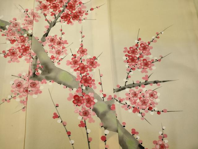 平和屋着物■訪問着　手描き　枝梅文　暈し染め　金彩　正絹　逸品　CABF5709oy