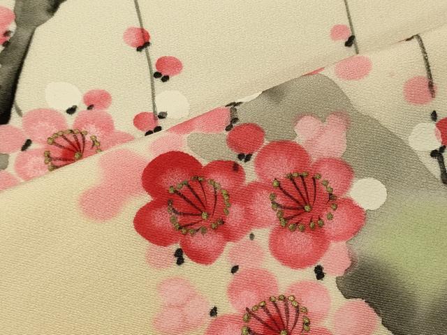 平和屋着物■訪問着　手描き　枝梅文　暈し染め　金彩　正絹　逸品　CABF5709oy