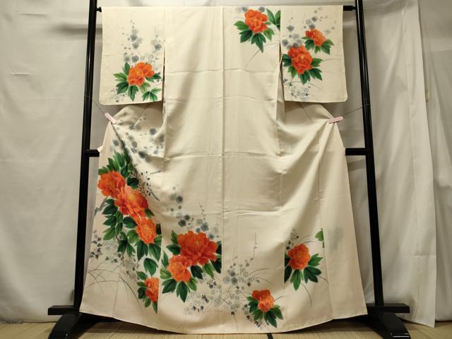 平和屋着物■訪問着　手描き　草花文　暈し染め　正絹　逸品　CABF5711oy