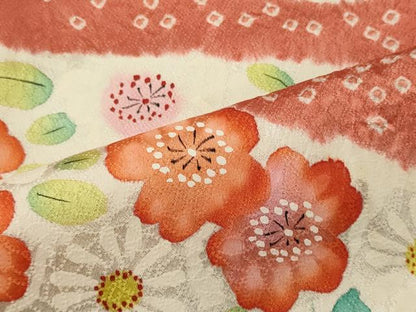平和屋着物■訪問着　手描き　絞り　草花文　正絹　逸品　CABF5722oy