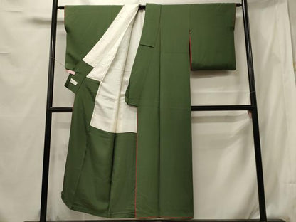平和屋着物■上質な色無地　老竹色　やまと誂製　正絹　逸品　CABF5726oy