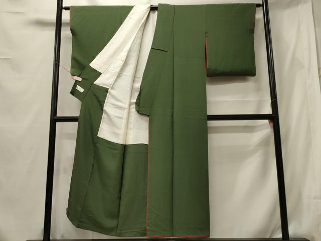 平和屋着物■上質な色無地　老竹色　やまと誂製　正絹　逸品　CABF5726oy
