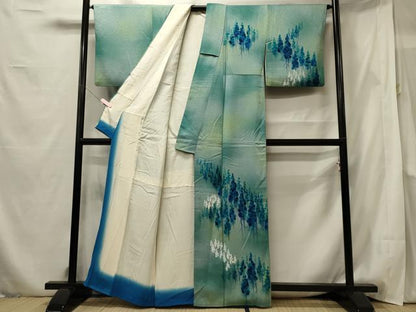 平和屋着物■訪問着　手描き　樹林文　暈し染め　正絹　逸品　CABF5728oy