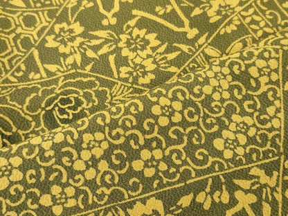 平和屋着物■上質な小紋　型染め　切り嵌め吉祥花唐草文　鬼しぼ縮緬　正絹　逸品　CABF5732oy