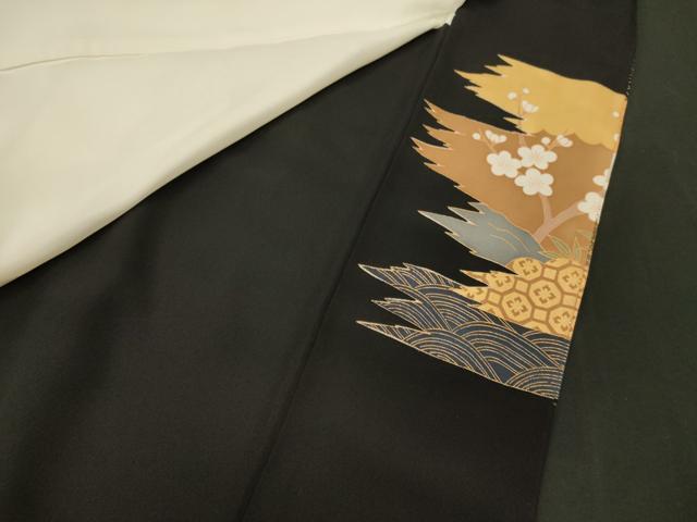 平和屋着物■豪華黒留袖　駒刺繍　御所車花松葉文　金銀彩　正絹　逸品　CABF5742oy
