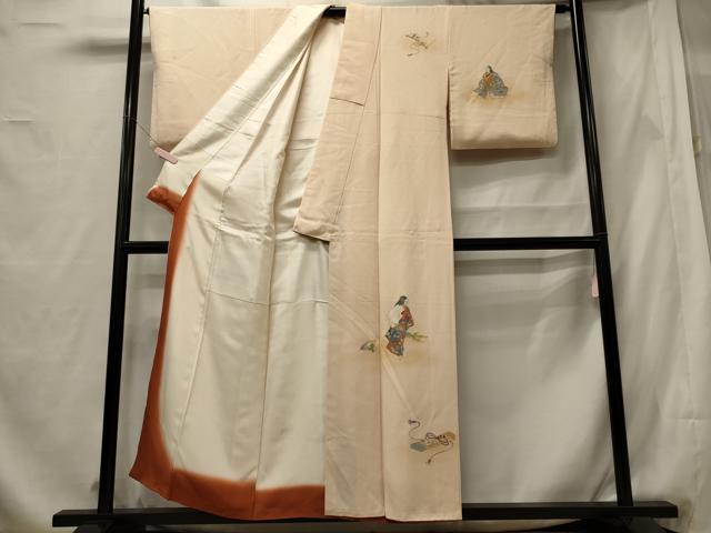 平和屋着物■訪問着　人物文　暈し染め　金彩　正絹　逸品　CABF5747oy