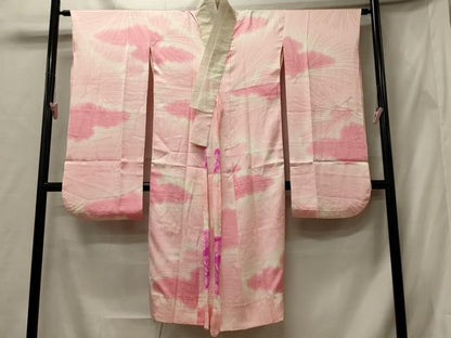 平和屋着物■振袖用長襦袢 袷 松葉地紋 暈し染め 正絹 逸品 CABF5759oy