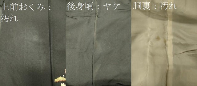 平和屋着物■訪問着 総刺繍 花松文 黒地 金糸 正絹 逸品 CABF5764oy