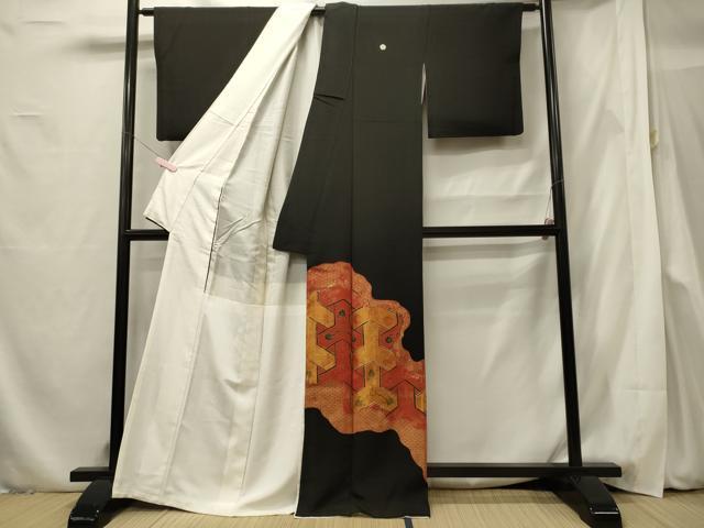 平和屋着物■豪華黒留袖　駒刺繍　吉祥文様　金彩　正絹　逸品　CABF5766oy