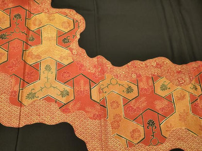 平和屋着物■豪華黒留袖　駒刺繍　吉祥文様　金彩　正絹　逸品　CABF5766oy