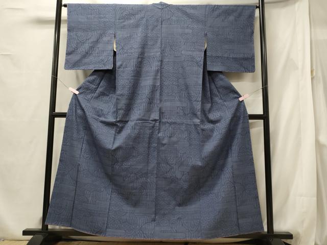 平和屋着物■上質な紬 100亀甲 エ霞青海波 正絹 逸品 未使用 CABF5773oy