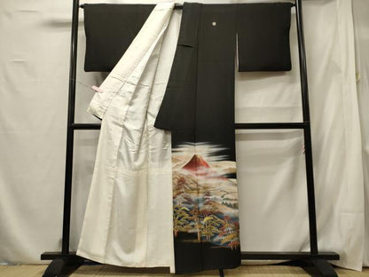 平和屋着物■豪華黒留袖 作家物 遠山枝松文 富士山 暈し染め 金銀彩 正絹 逸品 CABF5776oy