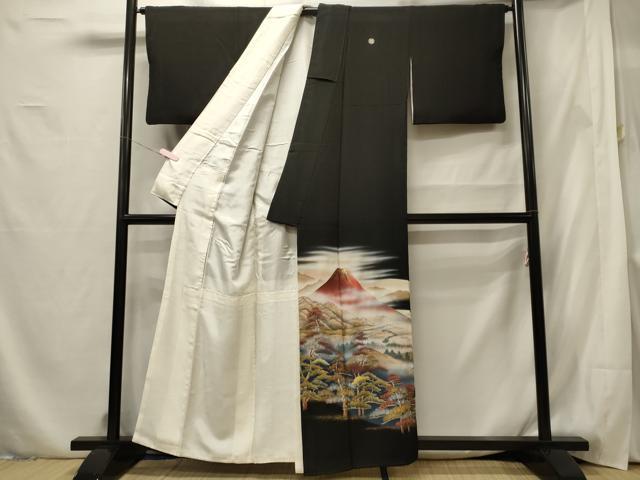 平和屋着物■豪華黒留袖 作家物 遠山枝松文 富士山 暈し染め 金銀彩 正絹 逸品 CABF5776oy