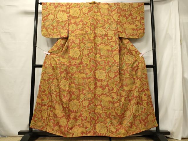 平和屋着物■上質な小紋 更紗花文 正絹 逸品 CABF5789oy