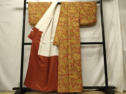 平和屋着物■上質な小紋 更紗花文 正絹 逸品 CABF5789oy