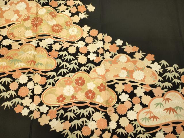 平和屋着物■豪華黒留袖　駒刺繍　松竹梅　金彩　正絹　逸品　CABF5794oy