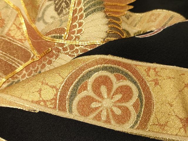 平和屋着物■豪華黒留袖 駒刺繍 短冊飛鶴花松文 金彩 正絹 逸品 CABF5796oy