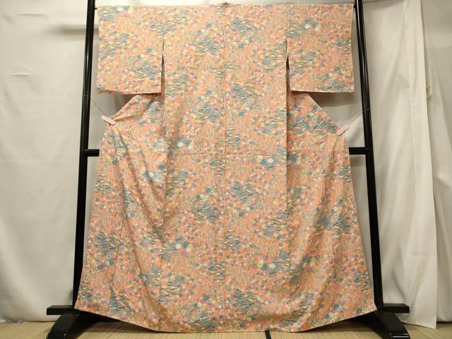 平和屋着物■上質な小紋 風景花松文 正絹 逸品 未使用 CABF5800oy