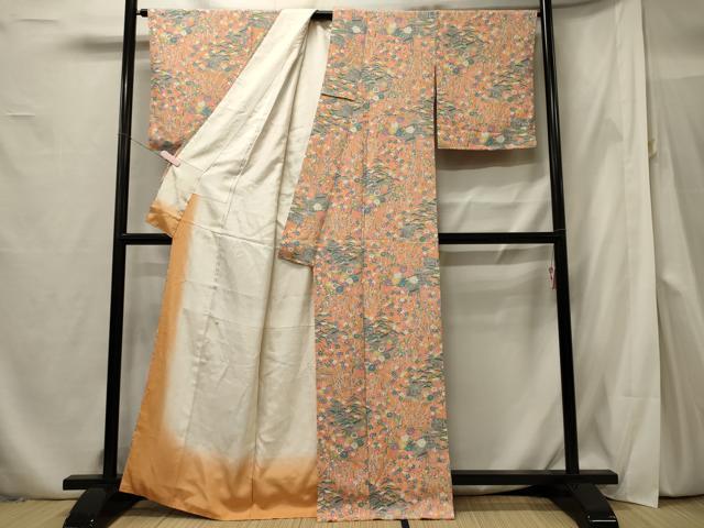 平和屋着物■上質な小紋 風景花松文 正絹 逸品 未使用 CABF5800oy