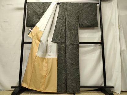 平和屋着物■上質な紬 更紗花文 正絹 逸品 CABF5804oy