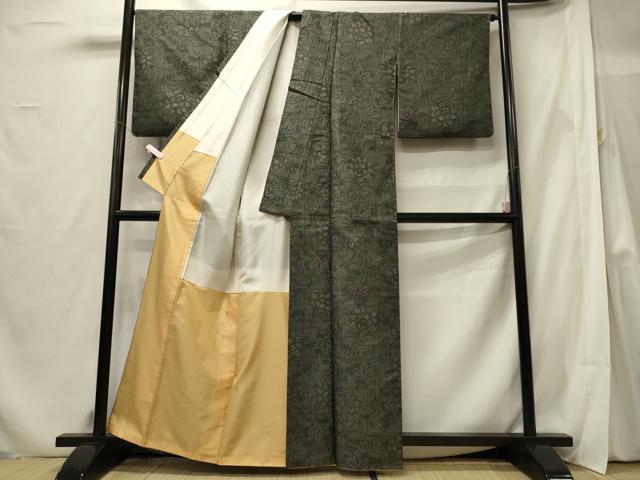 平和屋着物■上質な紬 更紗花文 正絹 逸品 CABF5804oy