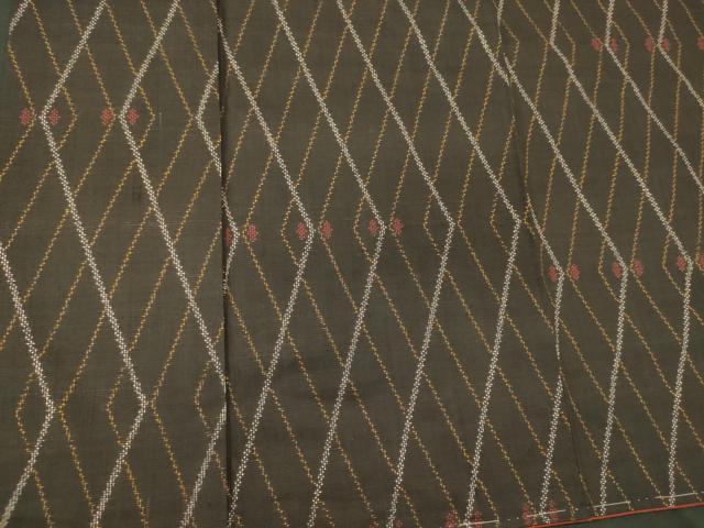 平和屋着物■本場大島紬 7マルキ 幾何学文 正絹 逸品 未使用 CABF5806oy