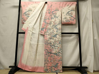 平和屋着物■訪問着 立波流水草花文 暈し染め 正絹 逸品 CABF5809oy